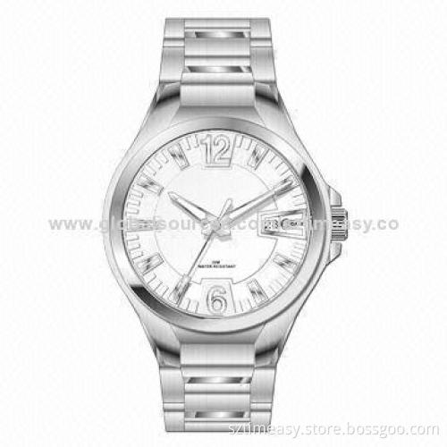 High-quality Men's Stainless Steel Watch with Japan Movement, 2-year Battery Lifespan